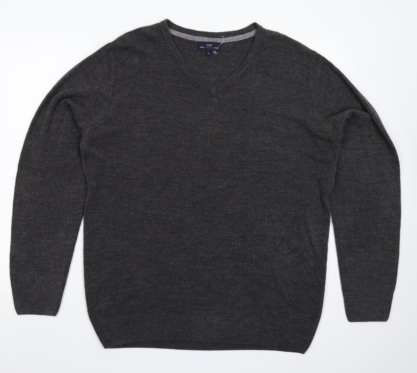 Easy Mens Grey  Knit Pullover Jumper Size L