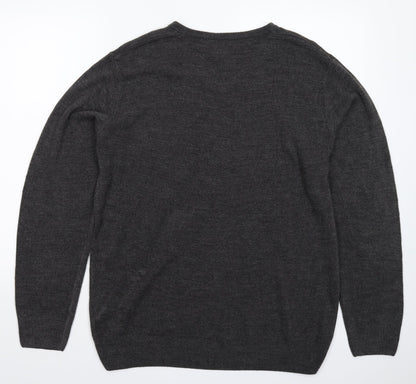 Easy Mens Grey  Knit Pullover Jumper Size L