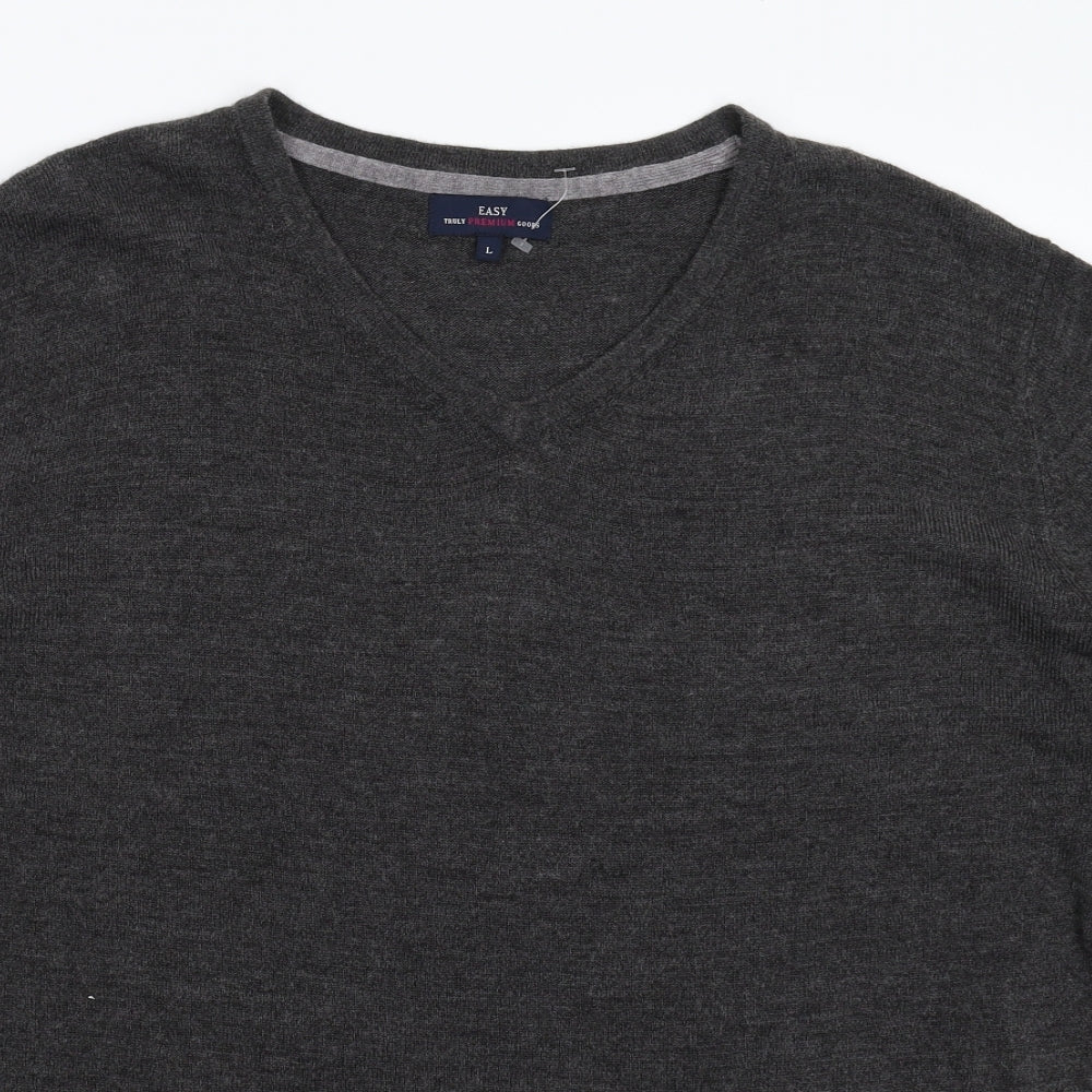 Easy Mens Grey  Knit Pullover Jumper Size L