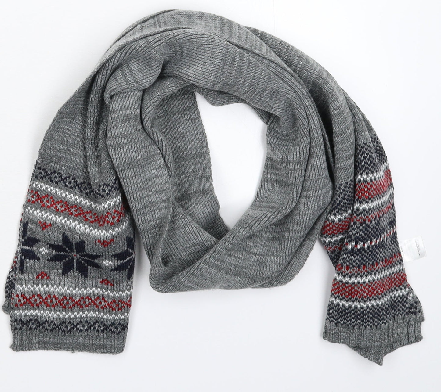 Matalan Unisex Grey Geometric Knit  Scarf
