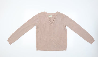Front view of Papaya women’s pink jumper, size M