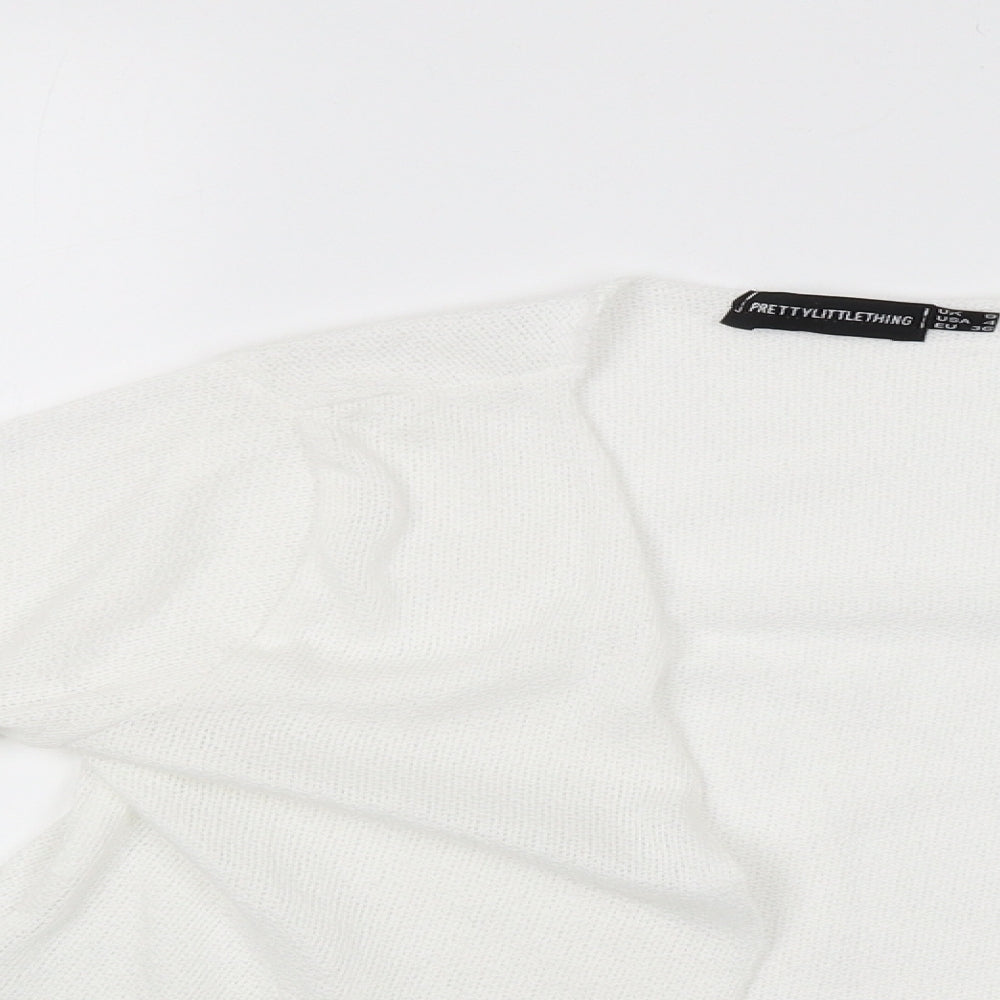 Womens UK Size 8 PRETTYLITTLETHING White Basic Blouse
