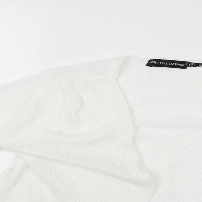 Womens UK Size 8 PRETTYLITTLETHING White Basic Blouse