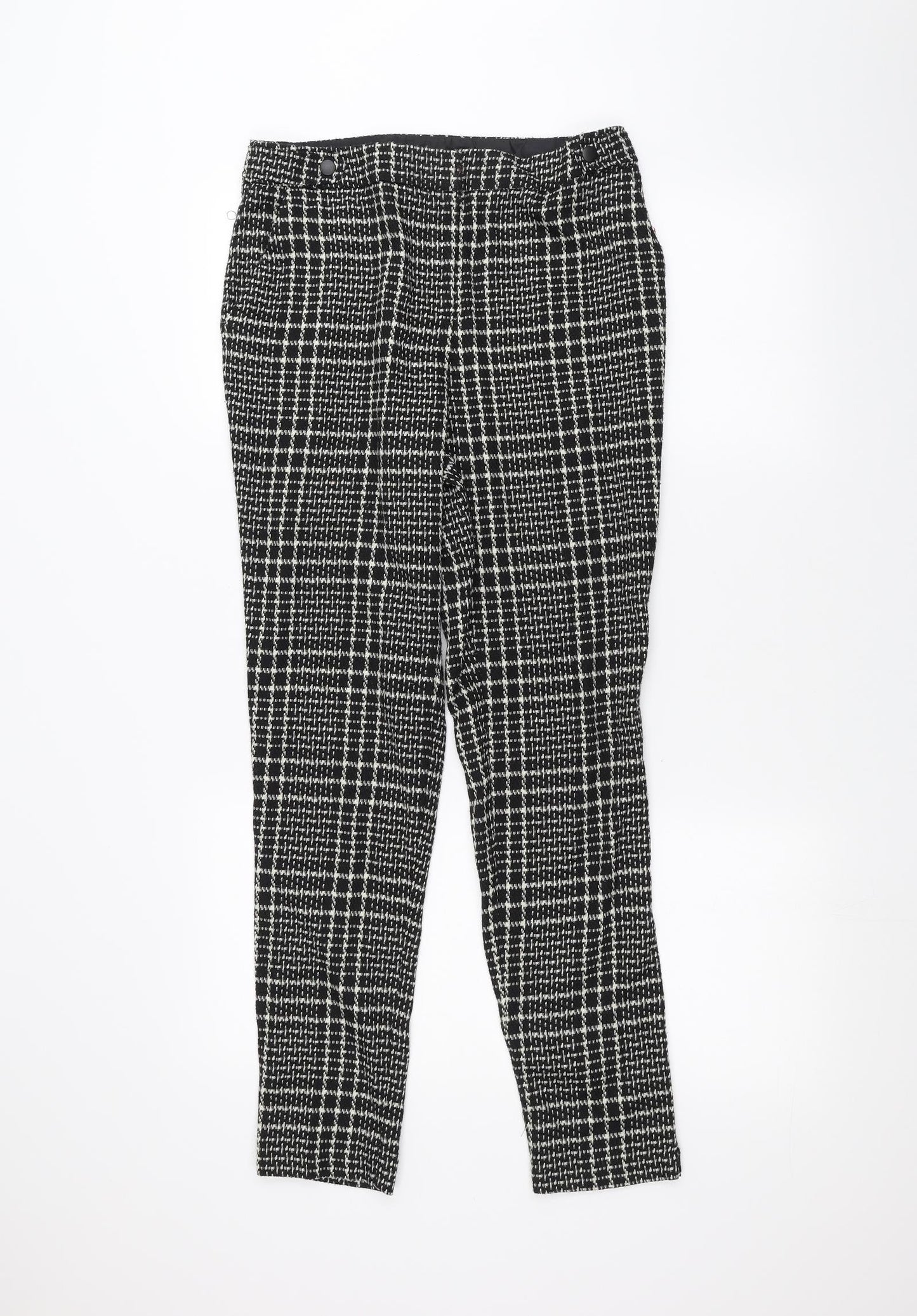 Womens UK Size 8 Peacocks Regular Fit Dress Pants Black Trousers