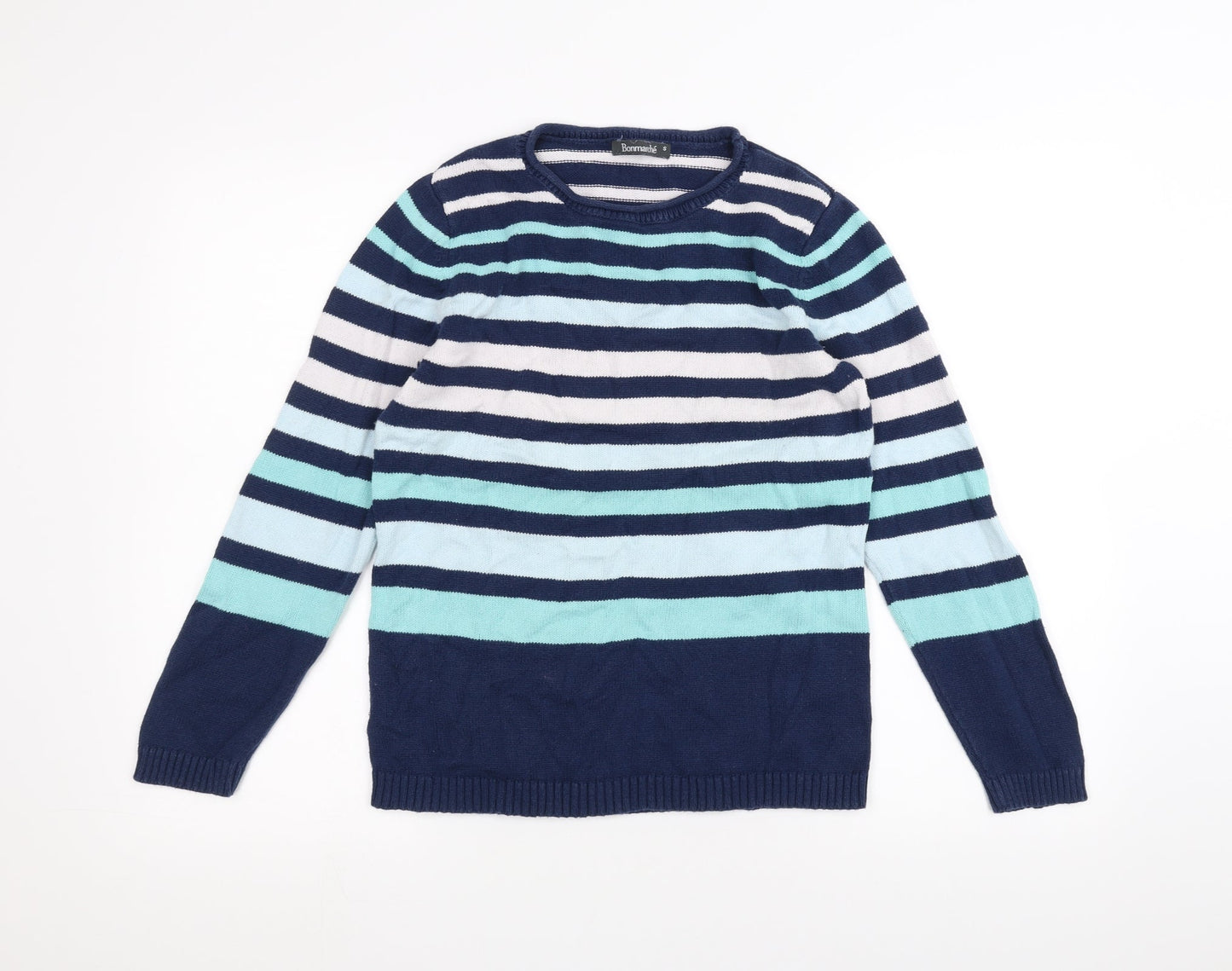 Bonmarché Womens Blue Striped  Pullover Jumper Size S