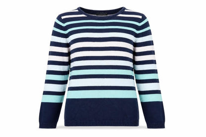 Bonmarché Womens Blue Striped Pullover Jumper Size S