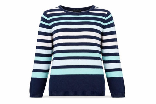 Bonmarché Womens Blue Striped  Pullover Jumper Size S