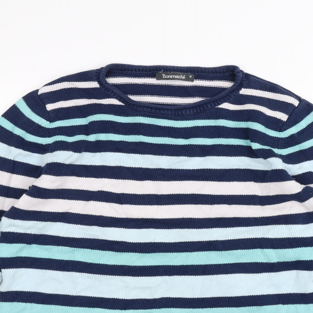 Bonmarché Womens Blue Striped  Pullover Jumper Size S