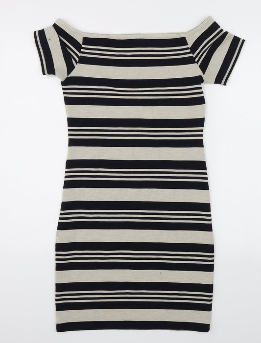 Topshop Womens Multicoloured Striped  Pencil Dress  Size 10