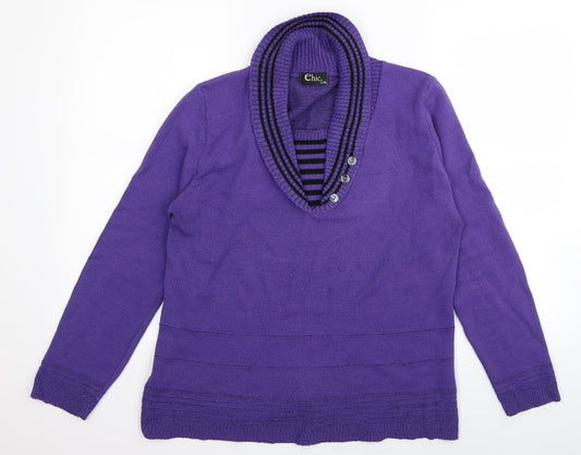 CHIC Womens Purple   Cardigan Jumper Size L