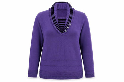 Front view of CHIC women’s purple cardigan jumper, size L