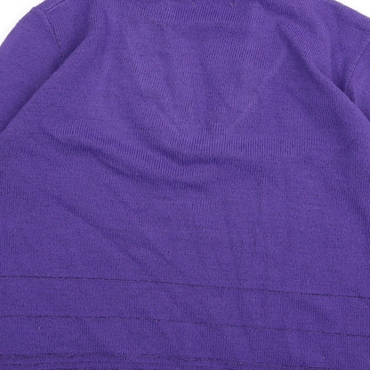 Brand and care label for CHIC women’s purple cardigan jumper, size L