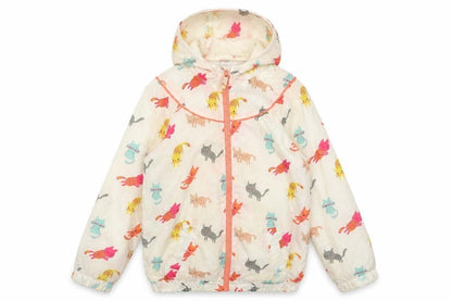 Front view of Preworn girls’ white animal print jacket, size M