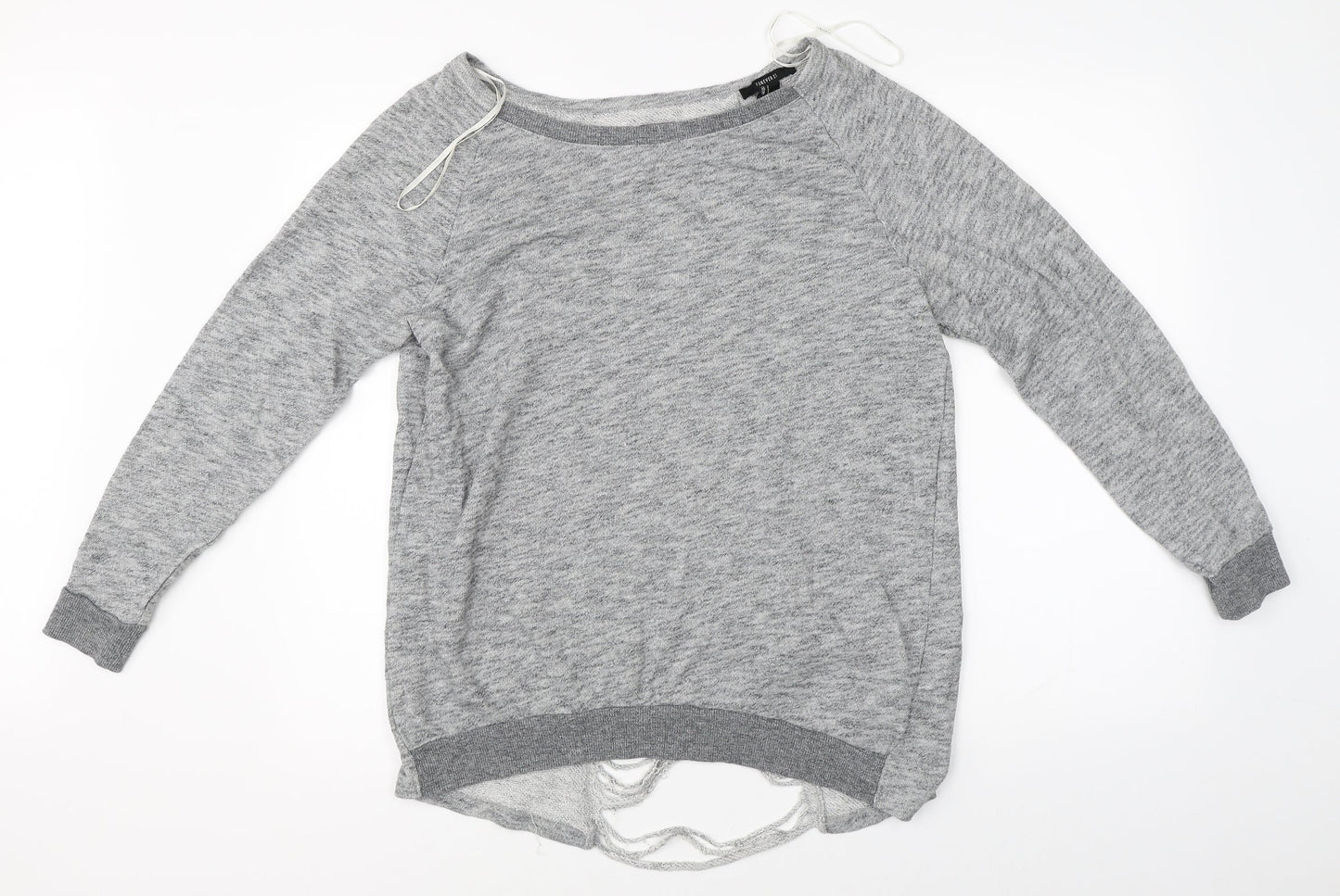 FOREVER 21 Womens Grey   Basic T-Shirt Size S  - distressed back