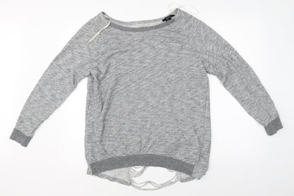 FOREVER 21 Womens Grey   Basic T-Shirt Size S  - distressed back