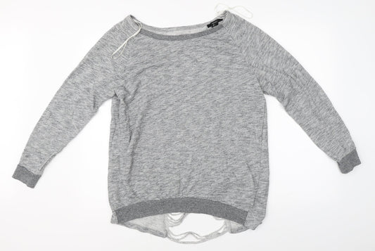 FOREVER 21 Womens Grey   Basic T-Shirt Size S  - distressed back