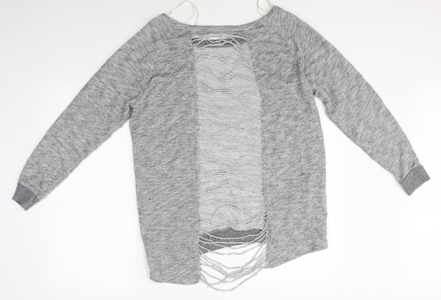 FOREVER 21 Womens Grey   Basic T-Shirt Size S  - distressed back