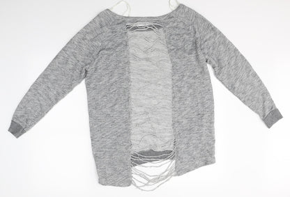 FOREVER 21 Womens Grey   Basic T-Shirt Size S  - distressed back