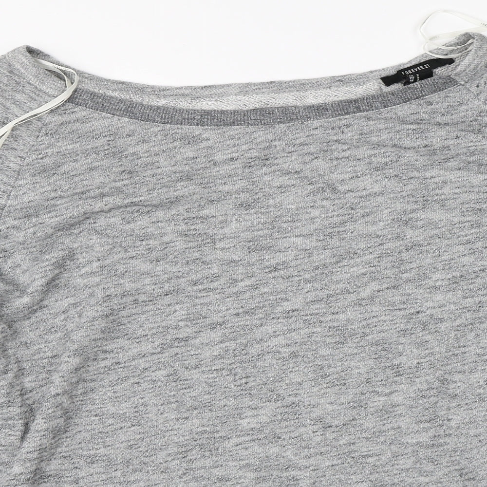 FOREVER 21 Womens Grey   Basic T-Shirt Size S  - distressed back