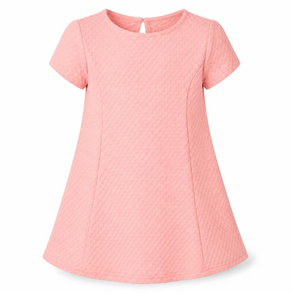 Front view of Young Dimension girls’ pink a-line, size 18-24, months