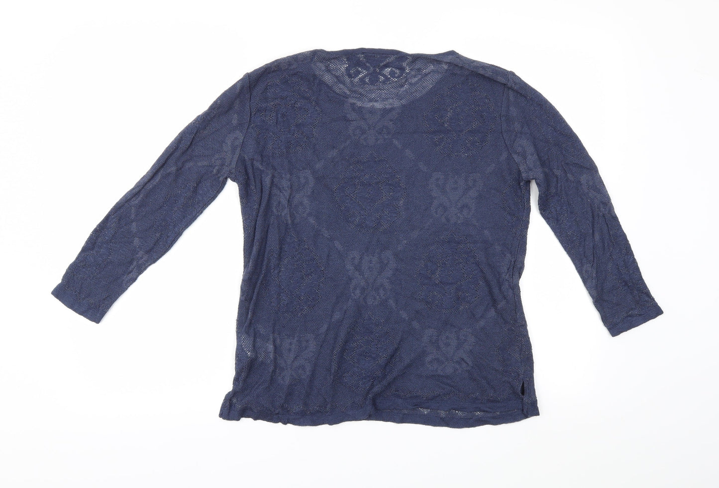 Warehouse Womens Blue Floral  Pullover Jumper Size 8  - Sheer