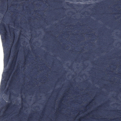 Warehouse Womens Blue Floral  Pullover Jumper Size 8  - Sheer