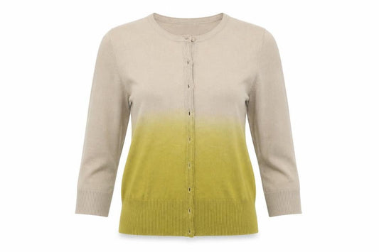 Front view of Kaliko women’s green cardigan jumper, size UK 8