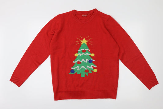 Avenue Mens Red  Knit Pullover Jumper Size M  - Christams