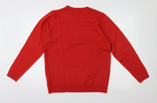 Avenue Mens Red  Knit Pullover Jumper Size M  - Christams