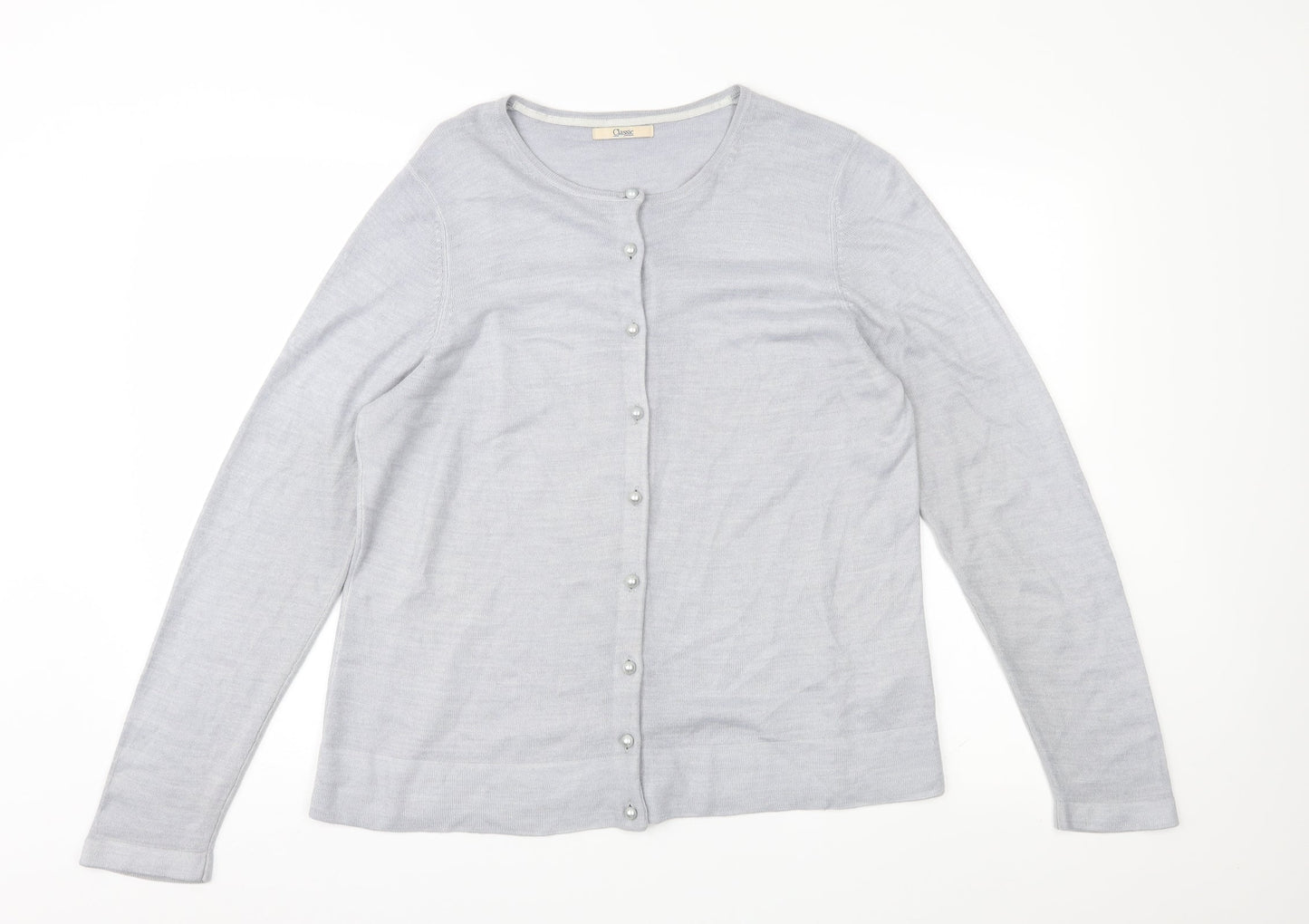 Classic Womens Grey  Knit Cardigan Jumper Size 16