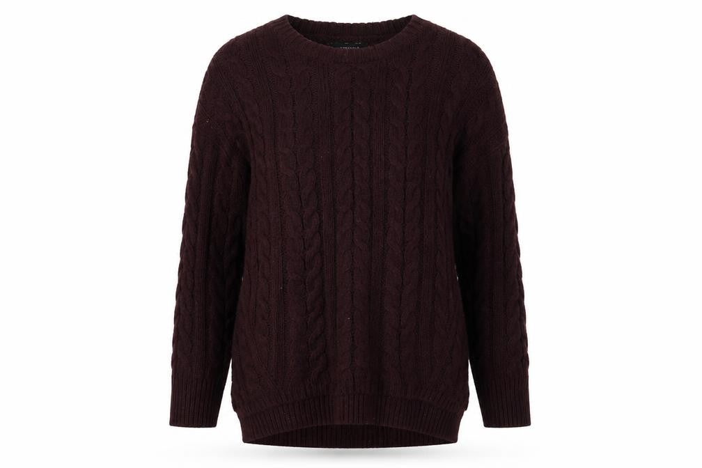 Front view of Atmosphere women’s purple knit henley jumper, size UK 6