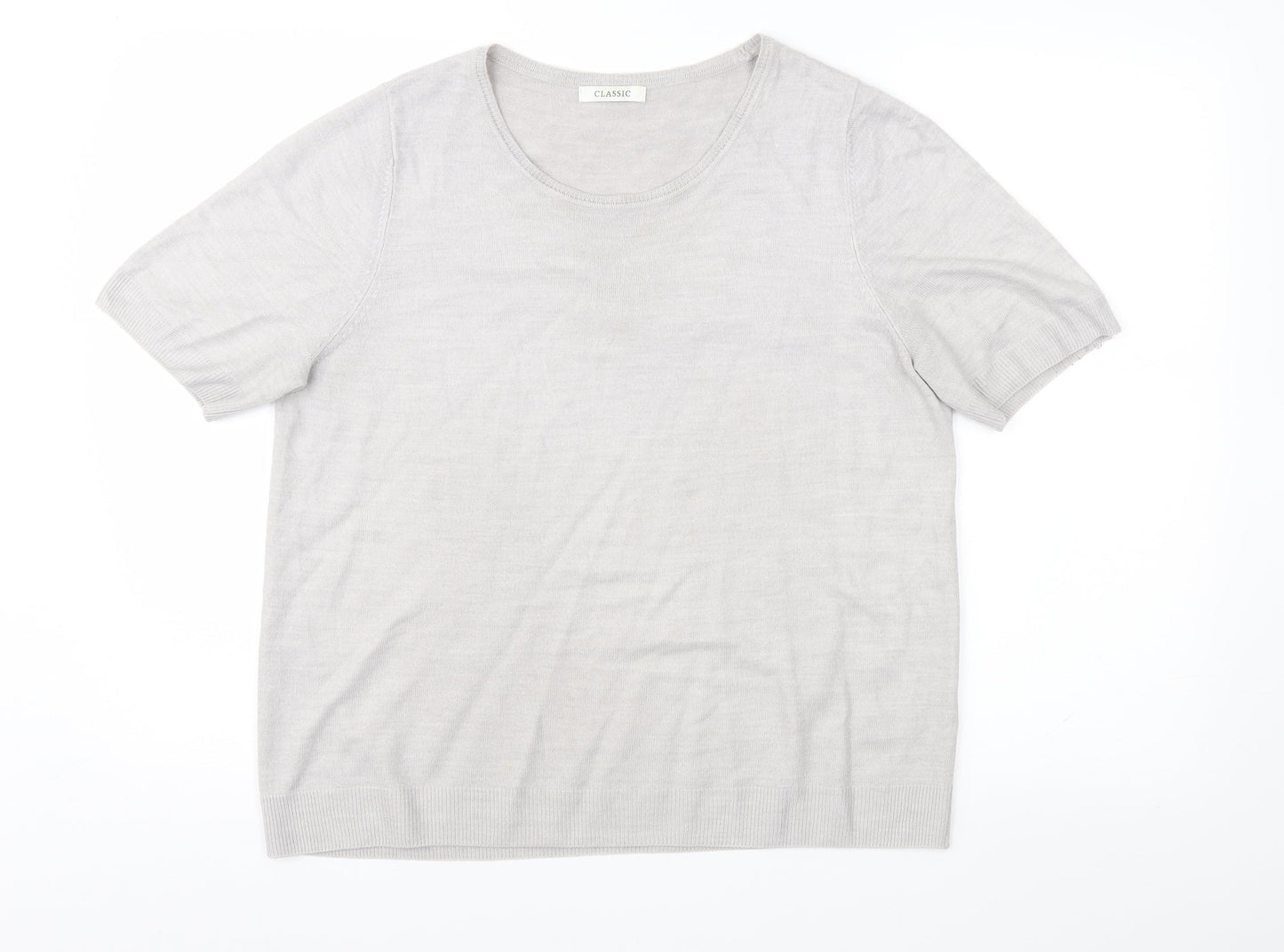 M&S Womens Grey  Knit Basic T-Shirt Size 16