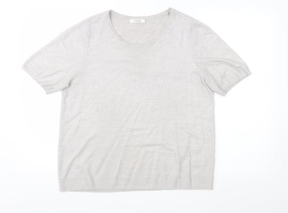 M&S Womens Grey  Knit Basic T-Shirt Size 16