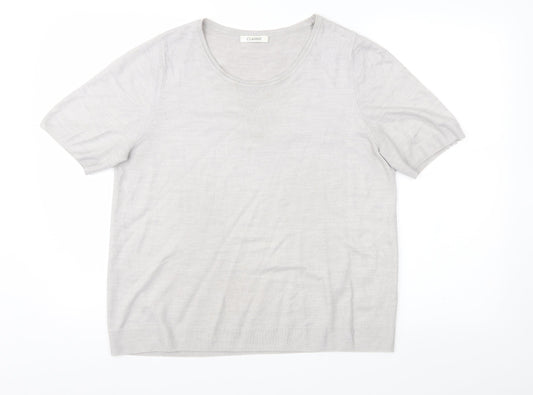 M&S Womens Grey  Knit Basic T-Shirt Size 16