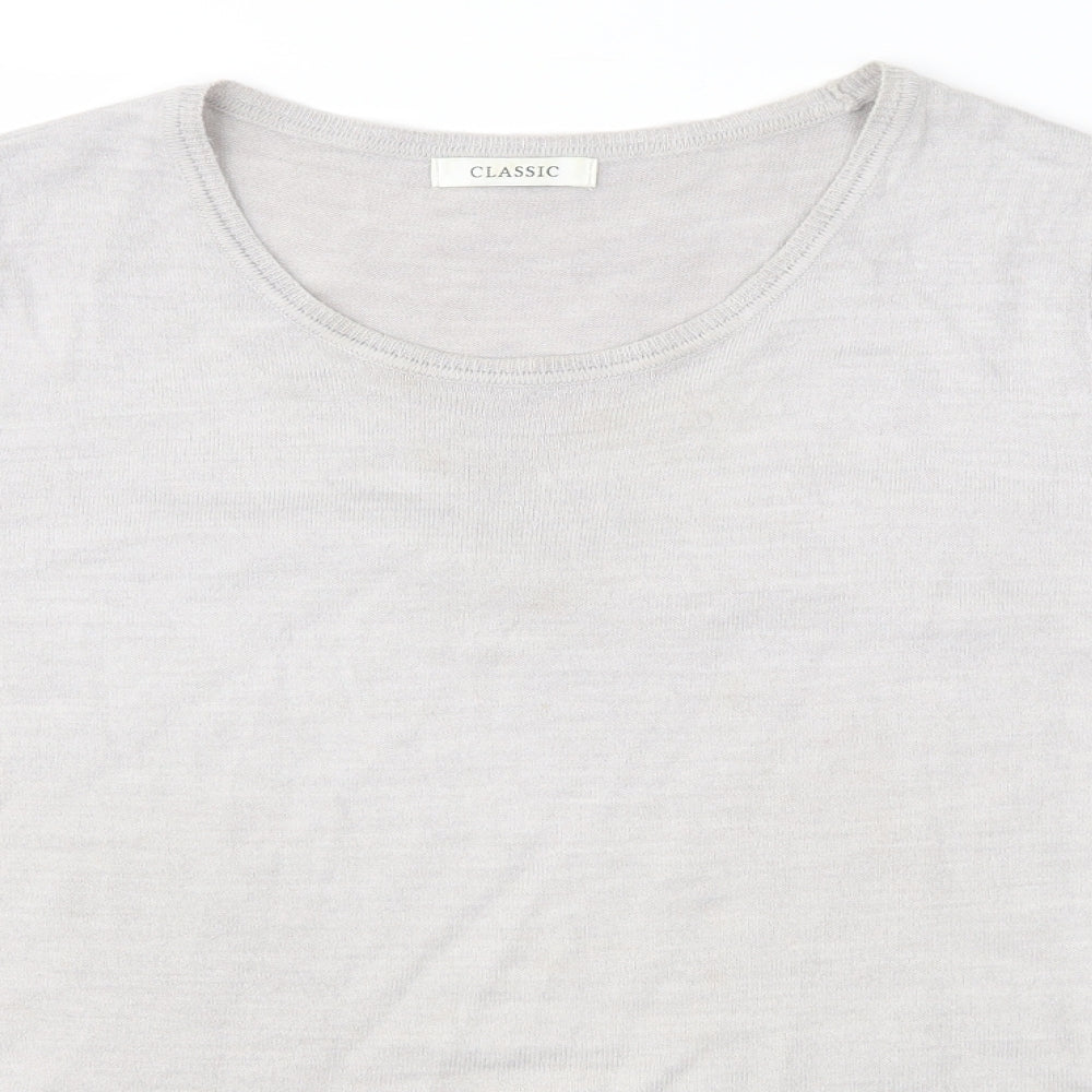 M&S Womens Grey  Knit Basic T-Shirt Size 16