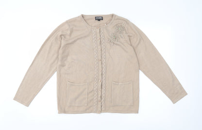 CASAMIA Womens Beige  Knit Cardigan Jumper Size S