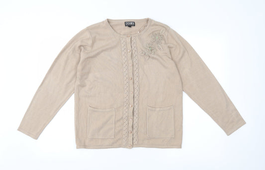 CASAMIA Womens Beige  Knit Cardigan Jumper Size S