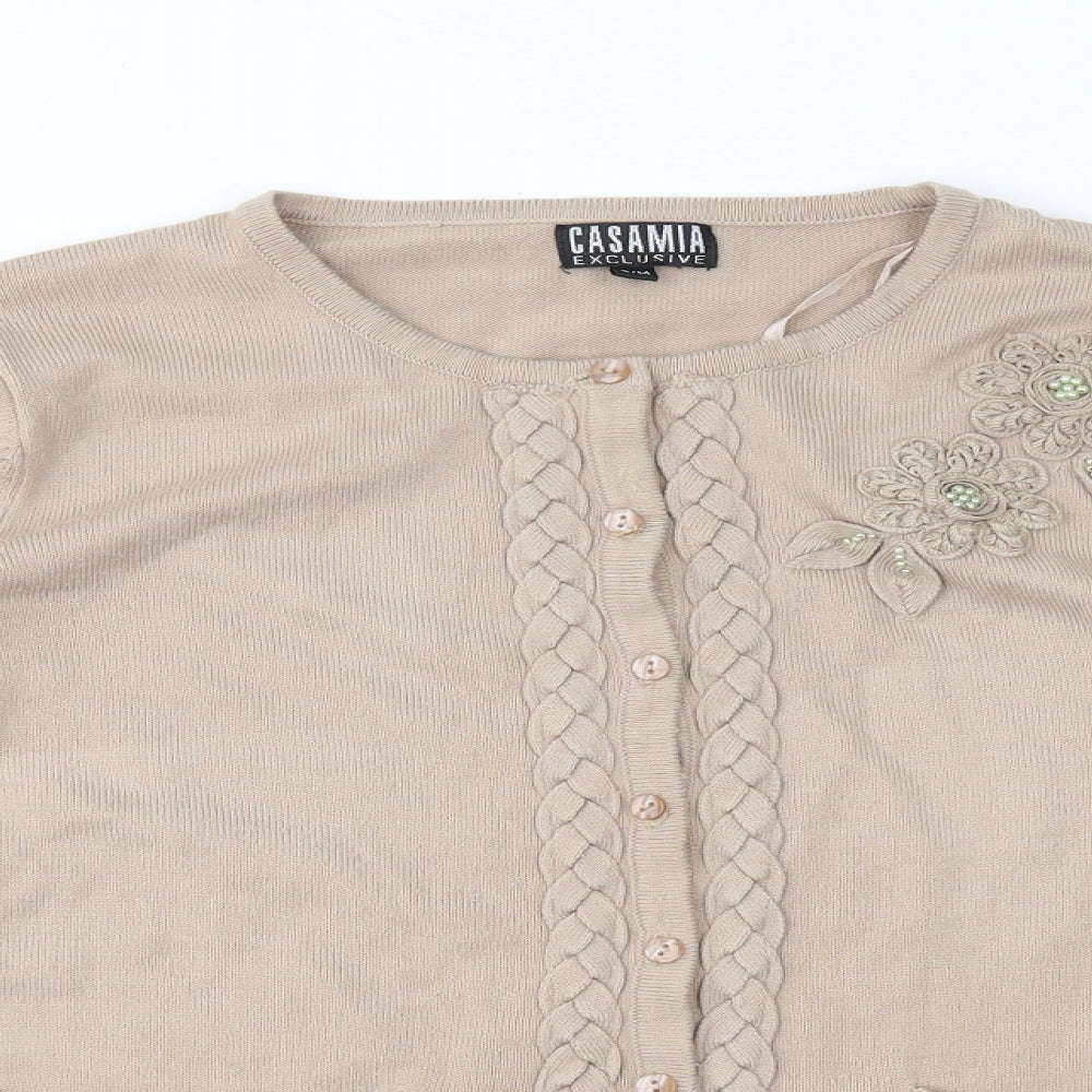 CASAMIA Womens Beige  Knit Cardigan Jumper Size S
