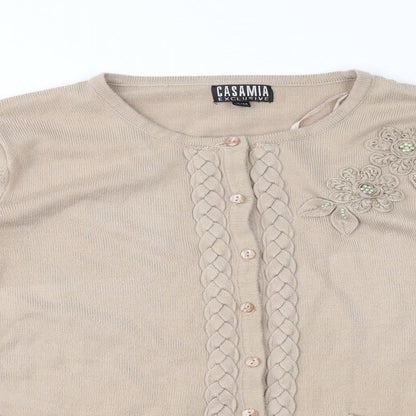CASAMIA Womens Beige  Knit Cardigan Jumper Size S