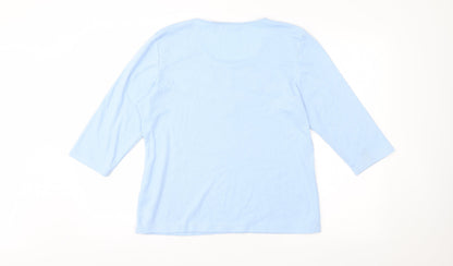 BM Womens Blue Floral Jersey Top Pyjama Top Size M