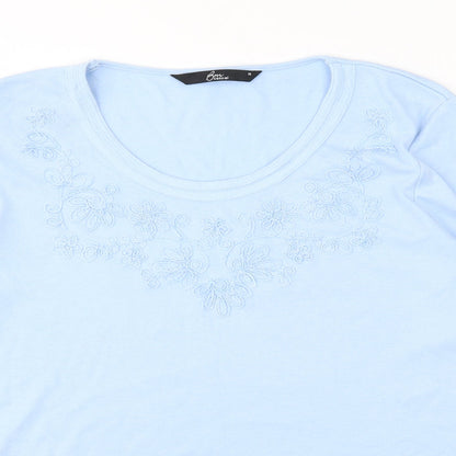 BM Womens Blue Floral Jersey Top Pyjama Top Size M