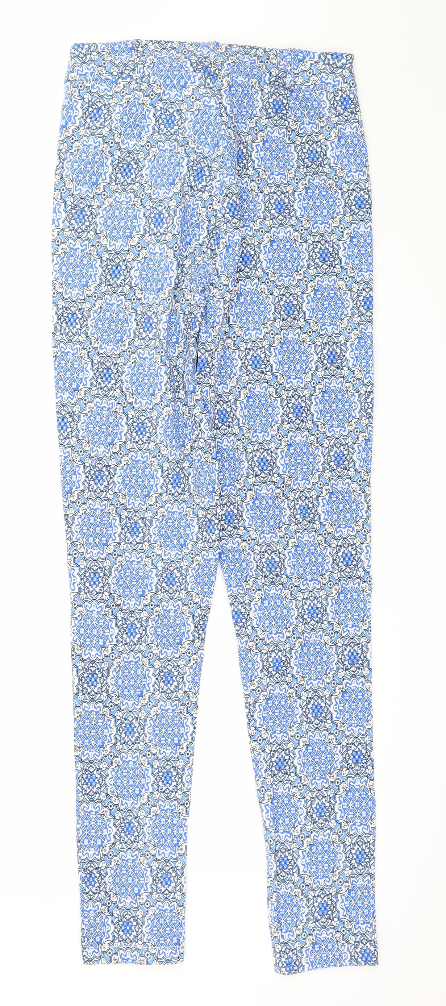 Select Womens Blue Geometric  Trousers  Size 8 L30 in