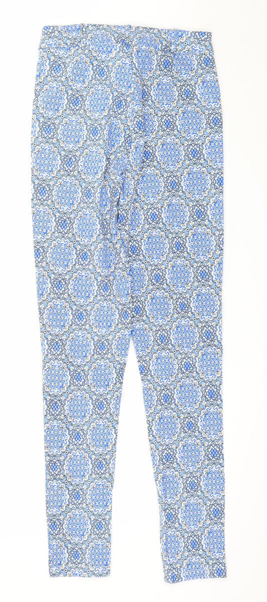 Select Womens Blue Geometric  Trousers  Size 8 L30 in