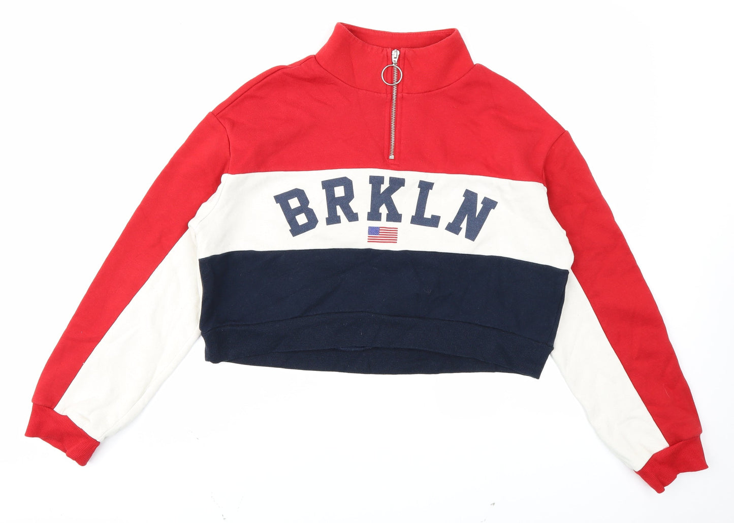 Divided Womens Red Colourblock  Pullover Sweatshirt Size S