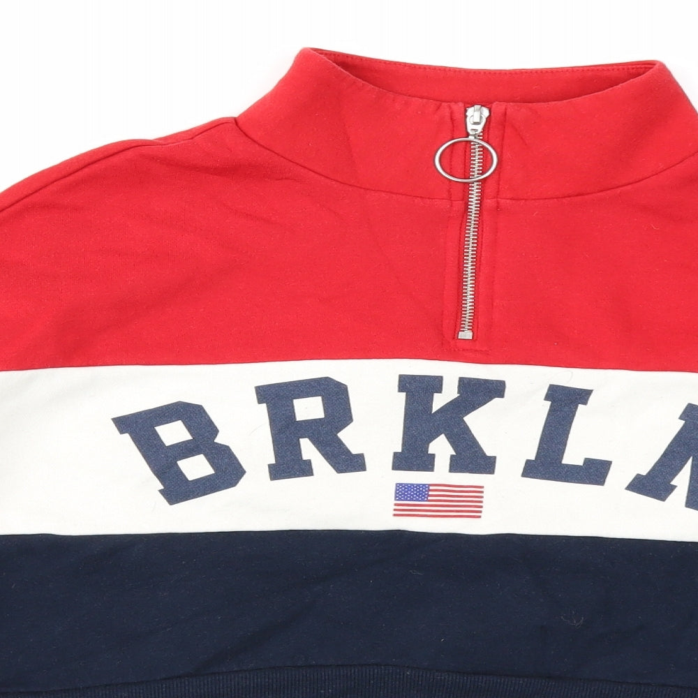 Divided Womens Red Colourblock  Pullover Sweatshirt Size S