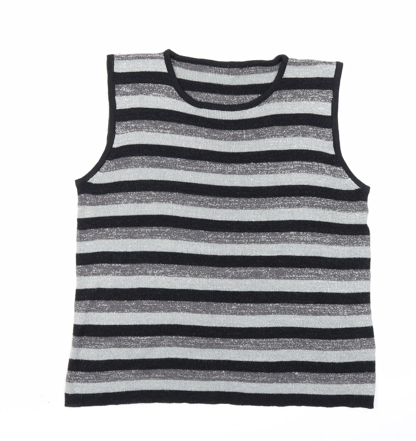 Preworn Womens Grey Striped  Vest Jumper Size S