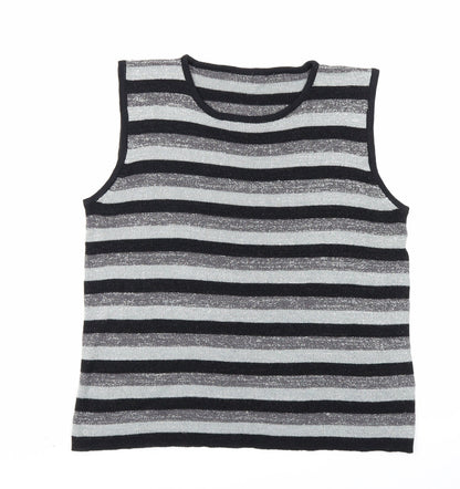 Preworn Womens Grey Striped  Vest Jumper Size S
