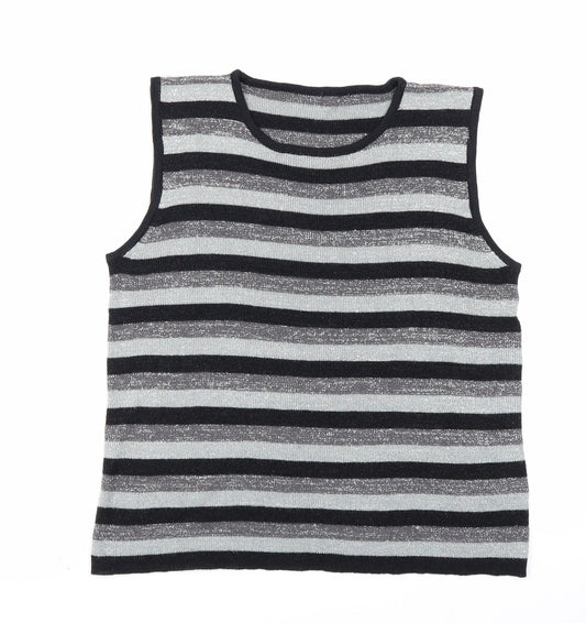 Preworn Womens Grey Striped  Vest Jumper Size S