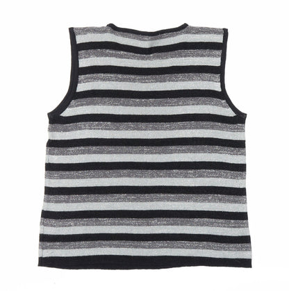 Preworn Womens Grey Striped  Vest Jumper Size S