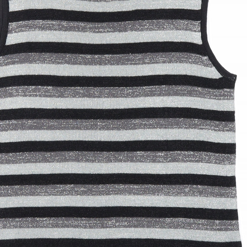 Preworn Womens Grey Striped  Vest Jumper Size S